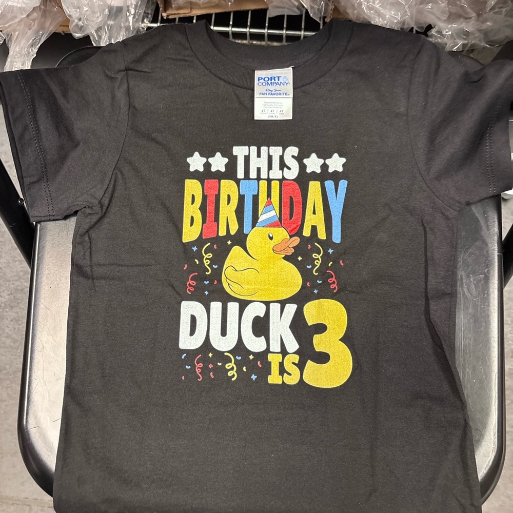 Kids Birthday Duck T-Shirt - Black